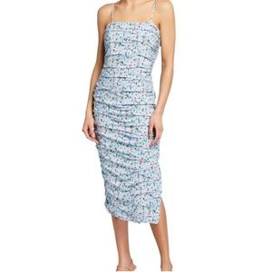 Bardot Ruched Floral Midi Dress Size S